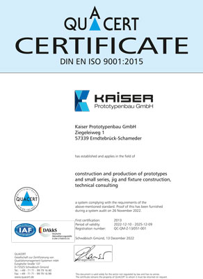 Zertifikat DIN EN ISO 9001:2015 EN